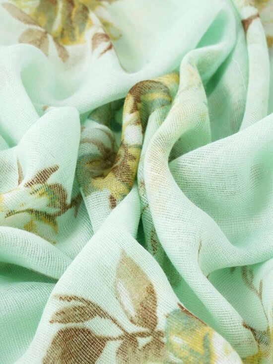 Pink and Aqua Scarf | Floral Summer Satin Neck Scarf in Pink  Women\'s Aqua pink Lightweight Scarves Flowers Print Head Cotton Wrap Scarf